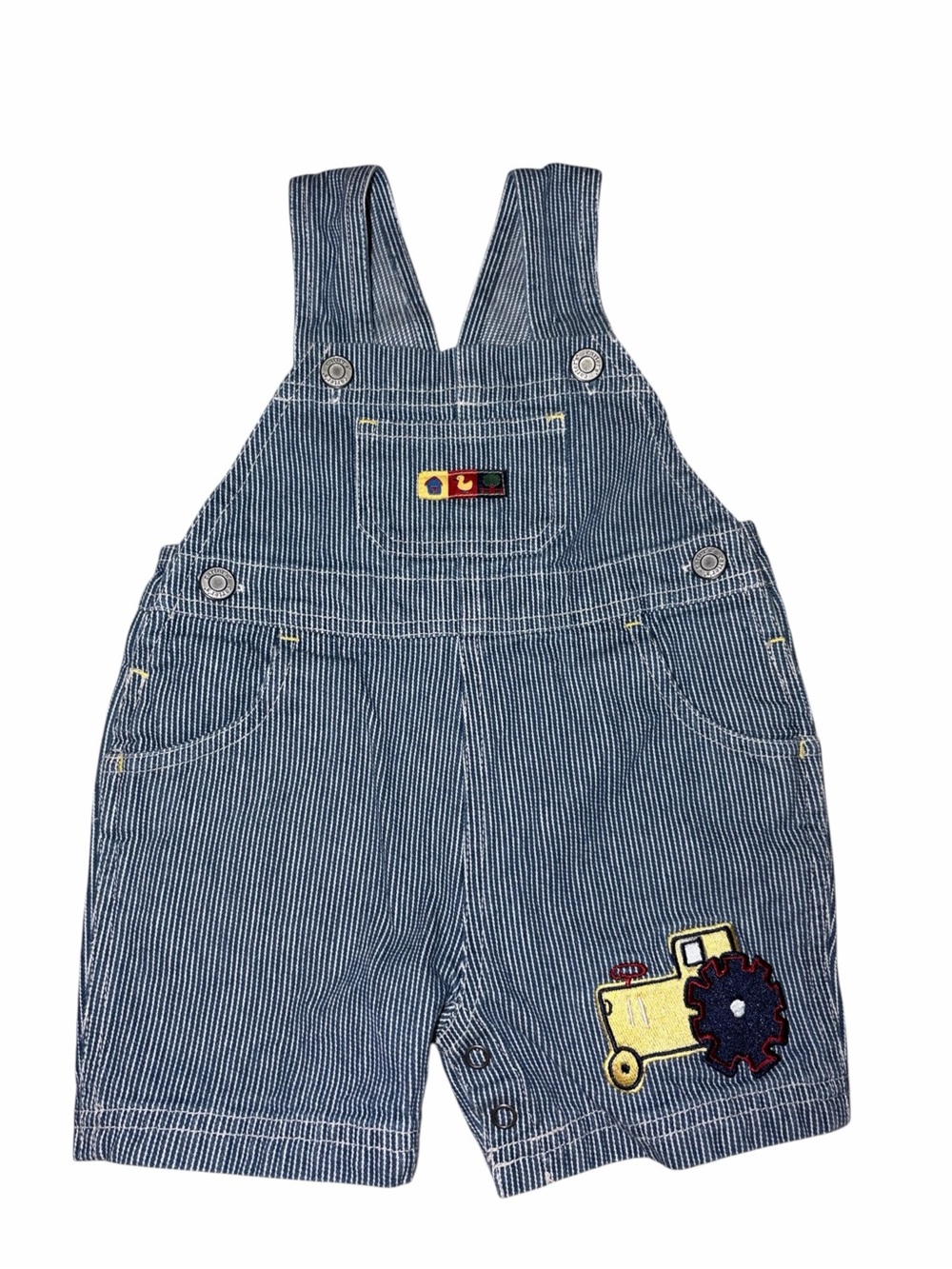 Vintage 90s Carter's Railroad Stripe Shortalls Tractor Primary Colors 9m Cabin